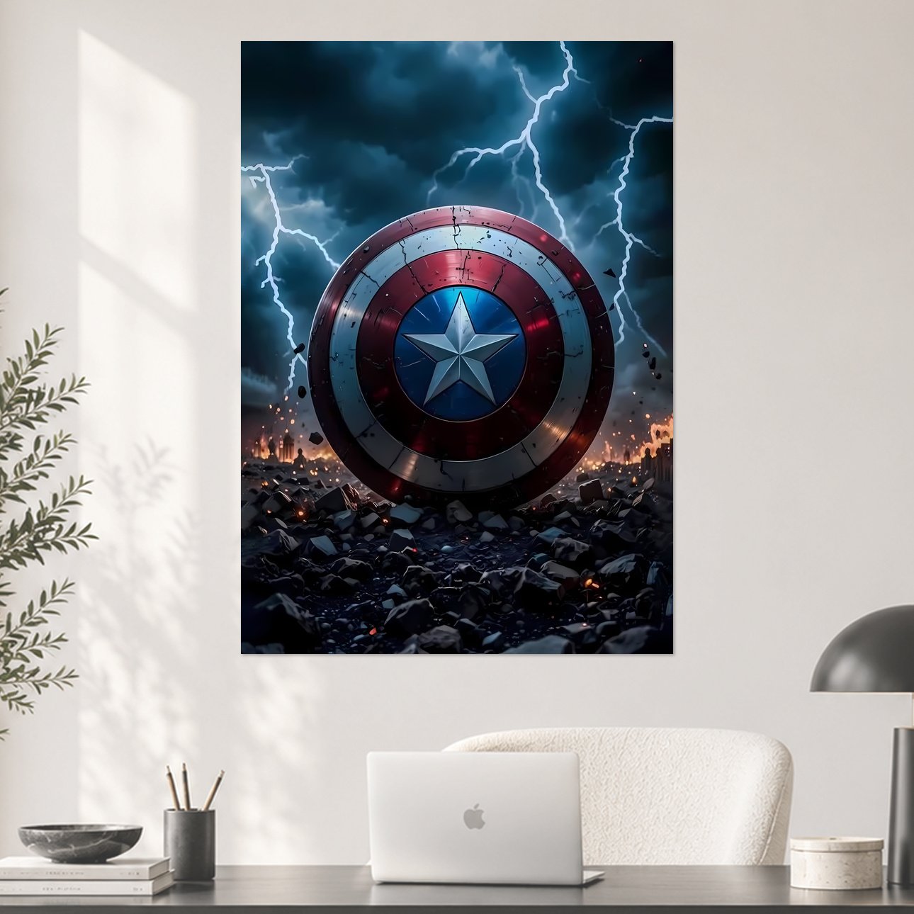 Captain America Vibranium Shield Storm Aesthetic Poster