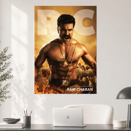 Ram Charan RC RRR Shirtless Warrior Fire Rage Aesthetic Poster