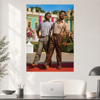 NTR Jr & Ram Charan RRR Vintage Style Red Carpet Duo Aesthetic Poster
