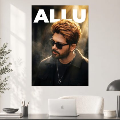 Allu Arjun Stylish Star Golden Dramatic Light Aesthetic Poster