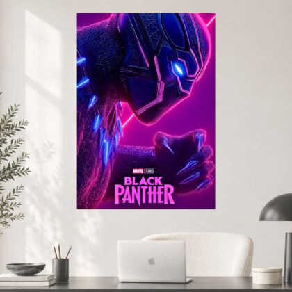 Black Panther Purple Neon Marvel Poster