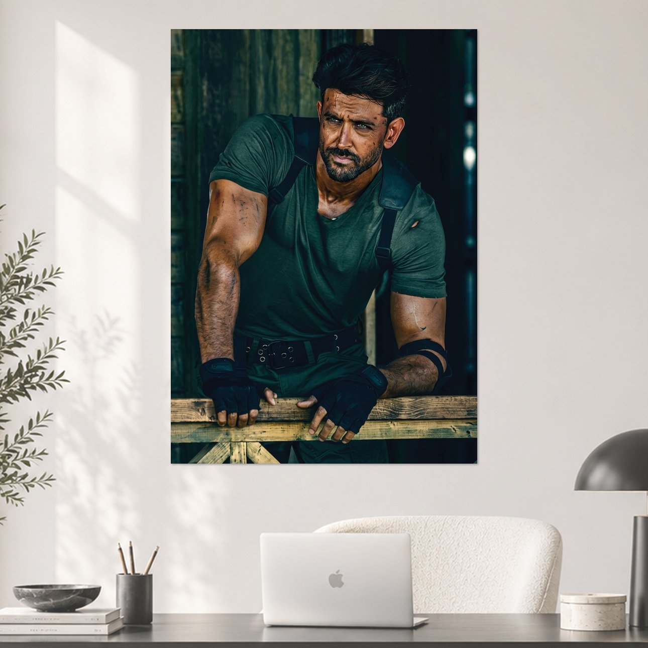 Hrithik Roshan Military Green Action War Look Aesthetic Poster