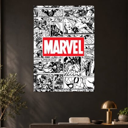 Marvel Retro Comic Panels Logo Aesthetic Poster