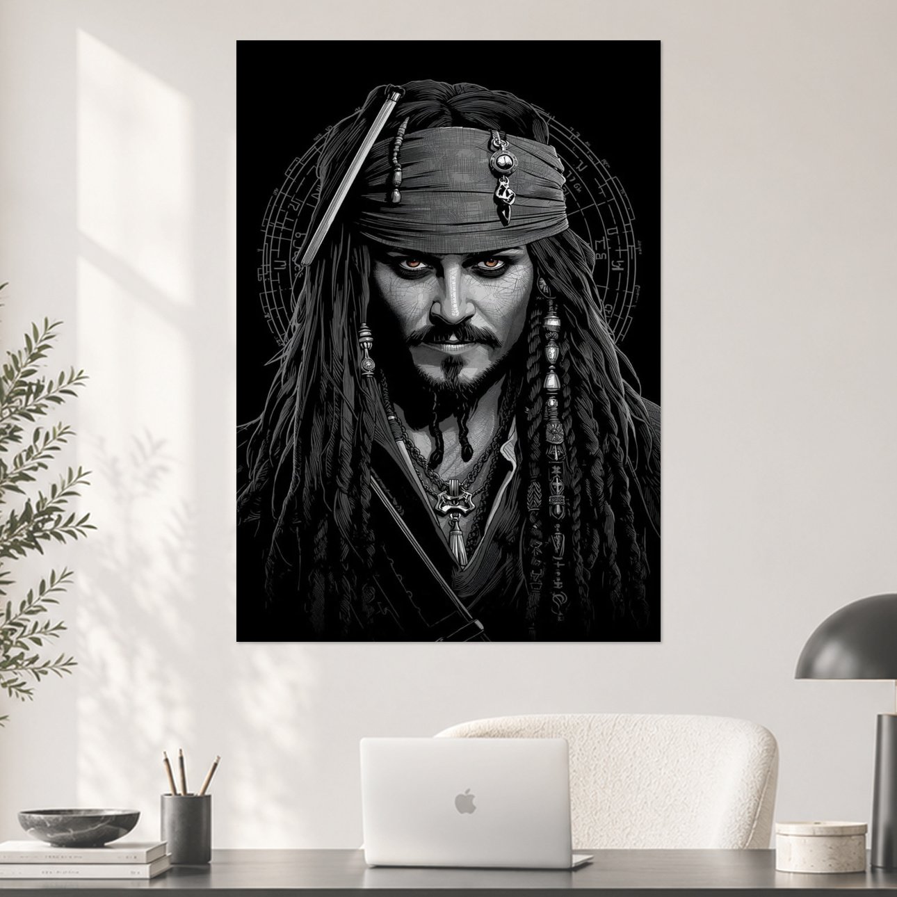 Jack Sparrow Black and White Pirates Poster