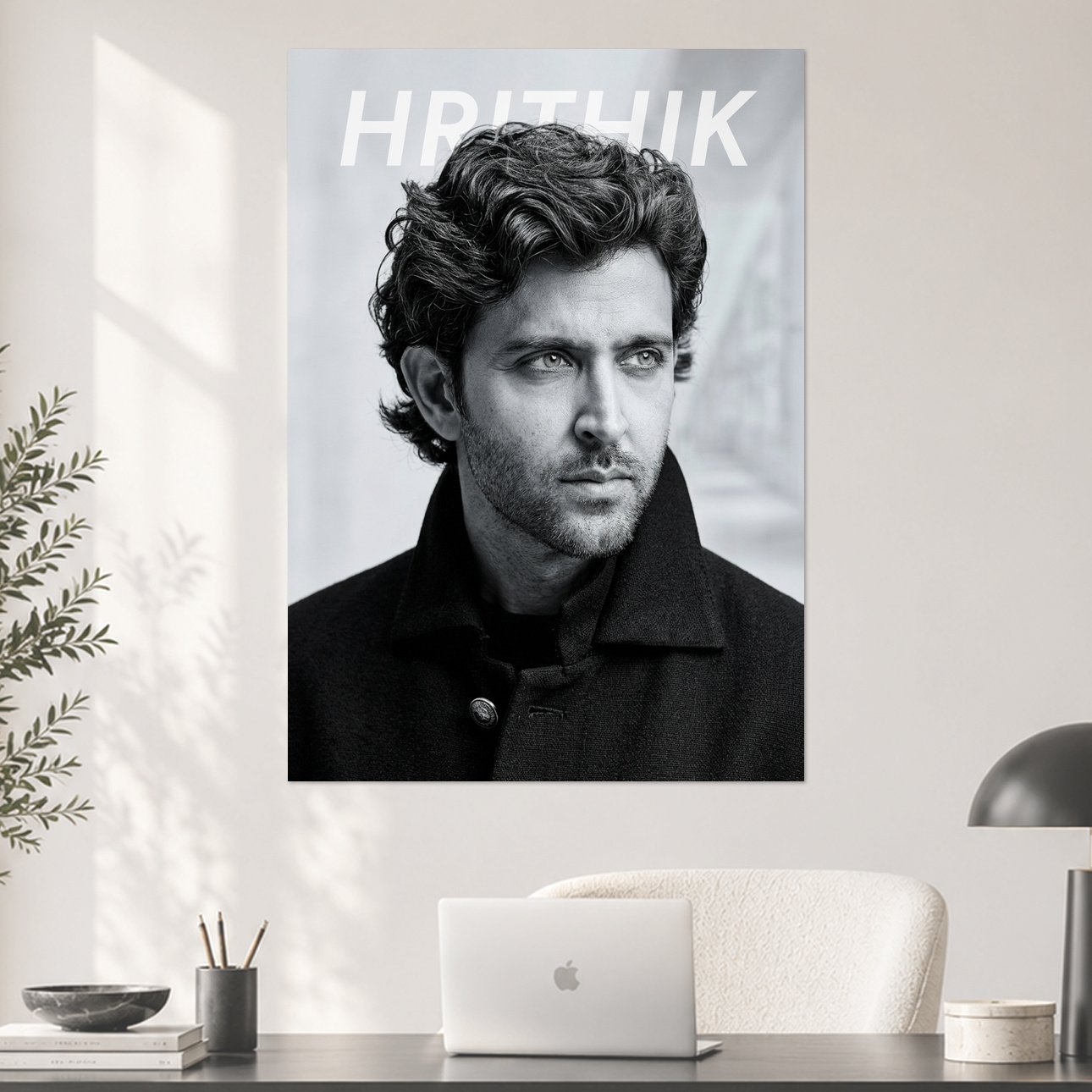 Hrithik Roshan Black And White Portrait Monochrome Aesthetic Poster