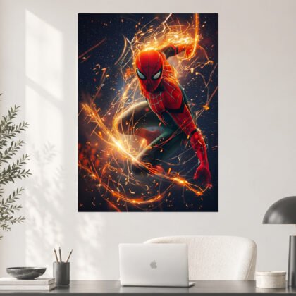 Spider-Man Stark Suit Ember Aesthetic Poster