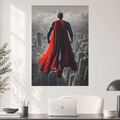 Superman Man of Steel City Gaze Aesthetic Poster