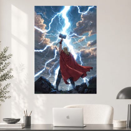 Thor God of Thunder Lightning Strike Aesthetic Poster
