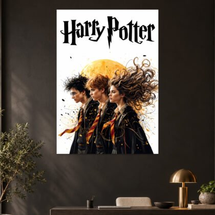 Harry Potter Trio Golden Moon Aesthetic Poster