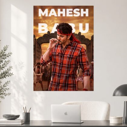 Mahesh Babu Red Shirt Headband Epic Street Look Aesthetic Poster