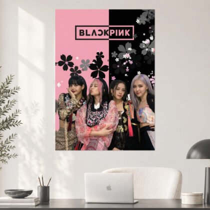 BLACKPINK - Pink & Black Floral Aesthetic Poster