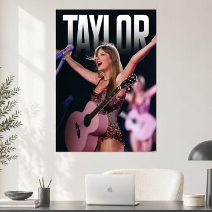 Taylor Swift - Pink Guitar Performance Aesthetic Poster