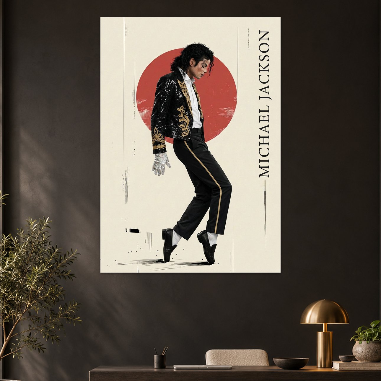 Michael Jackson Red Circle Editorial Sequin Glove Iconic Aesthetic Poster