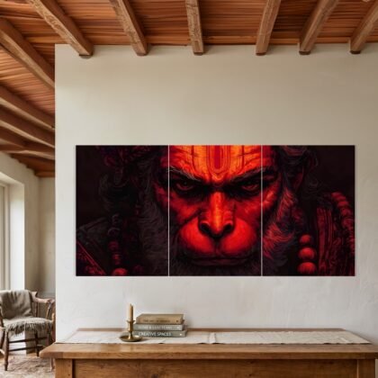 Powerful Hanuman Red Portrait Split Poster