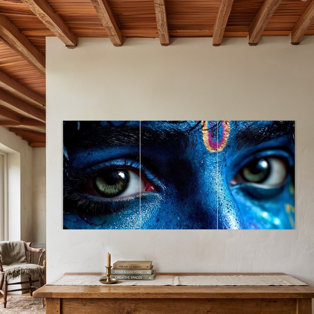 Krishna Peacock Feather Eyes Split Poster
