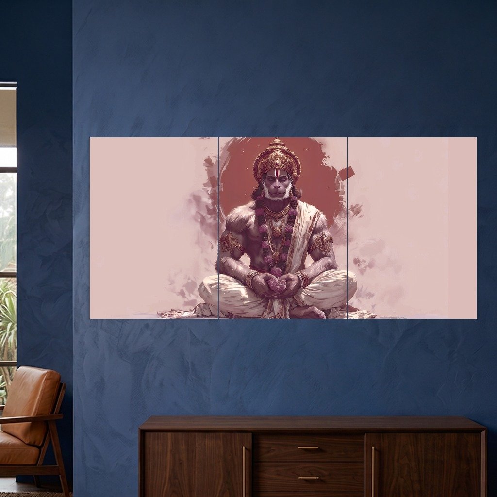 Meditating Hanuman Minimal Split Poster
