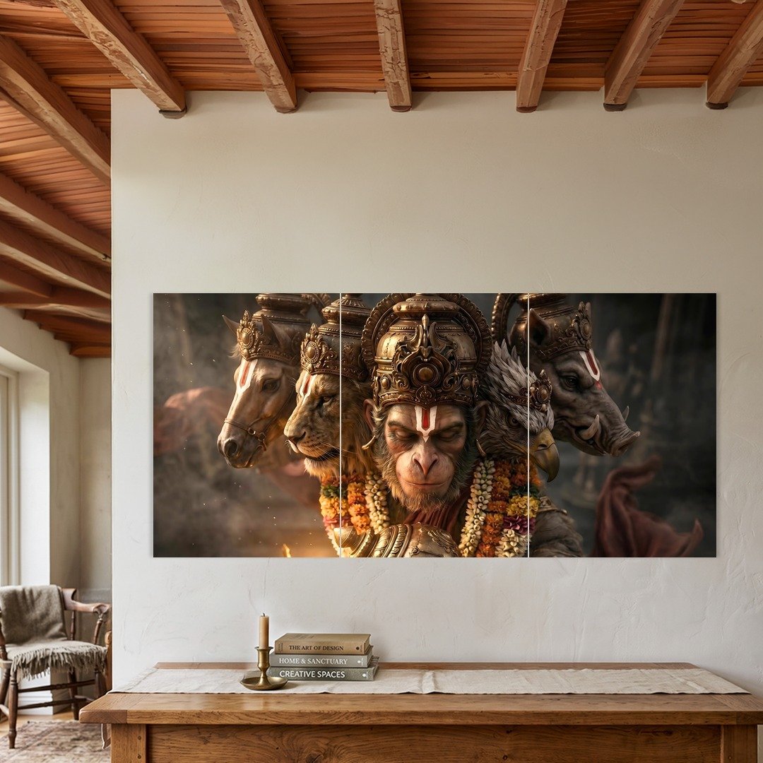 Panchmukhi Hanuman Divine Split Poster