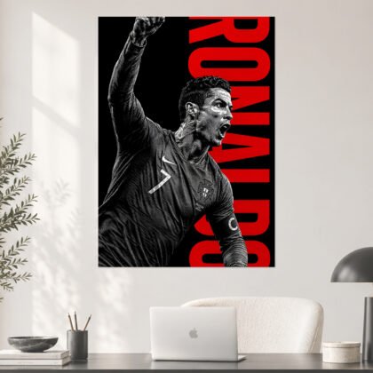 Cristiano Ronaldo Portugal Celebration Black and Red Football Poster