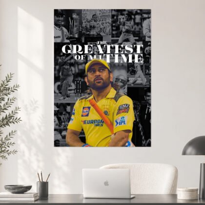 MS Dhoni Greatest of All Time CSK Cricket Poster