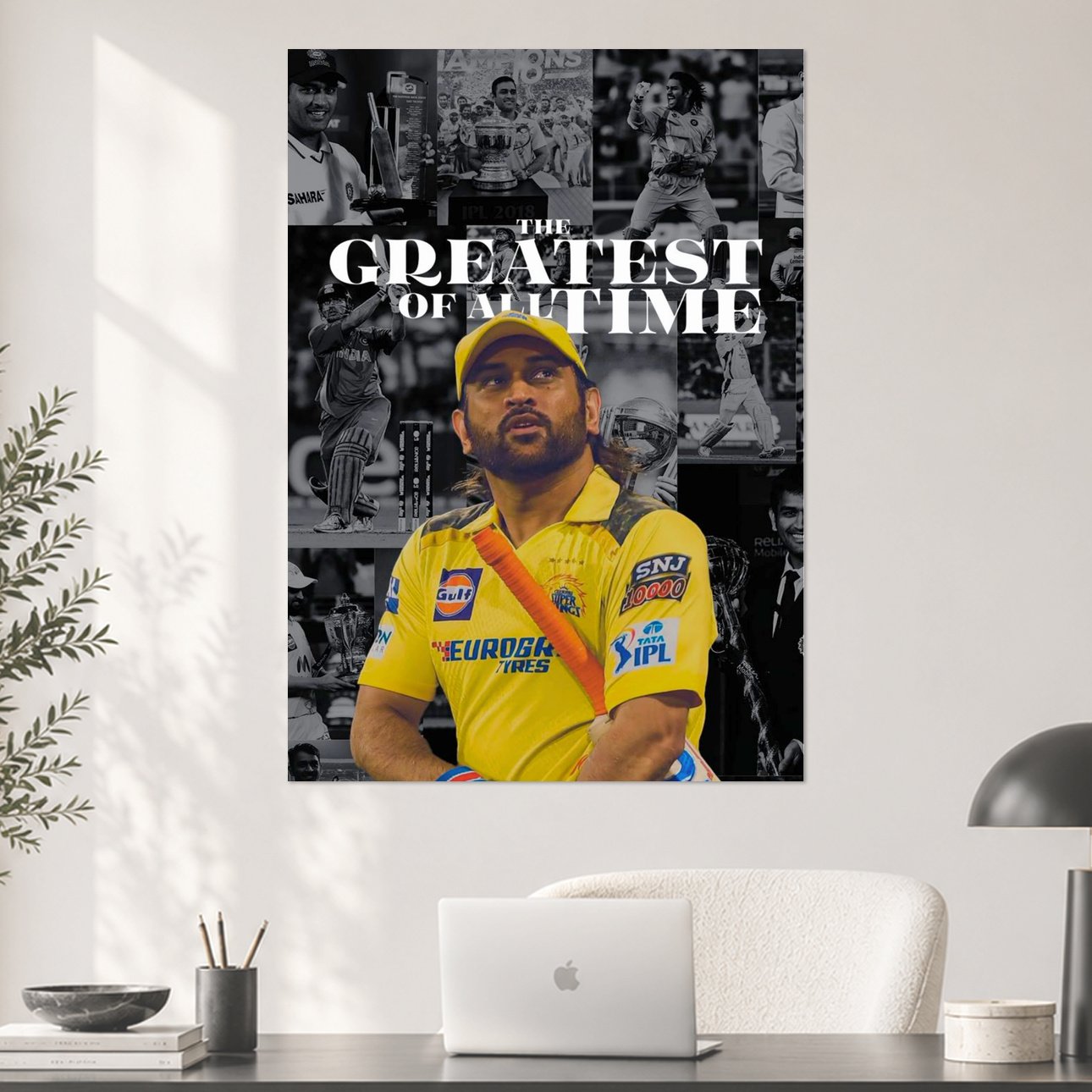 MS Dhoni Greatest of All Time CSK Cricket Poster