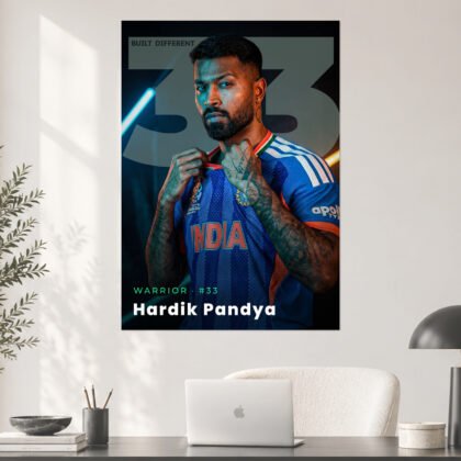 Rohit Sharma Hitman Batting Action India Blue Aesthetic Poster