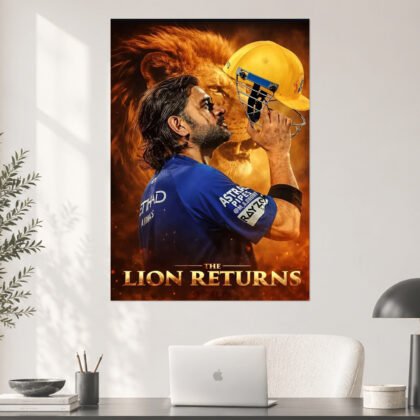 MS Dhoni The Lion Returns CSK Cricket Poster