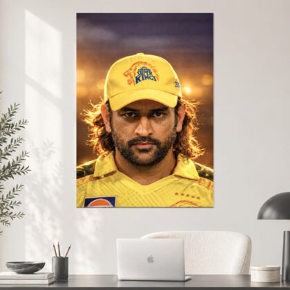 MS Dhoni CSK Yellow Portrait Cricket Poster