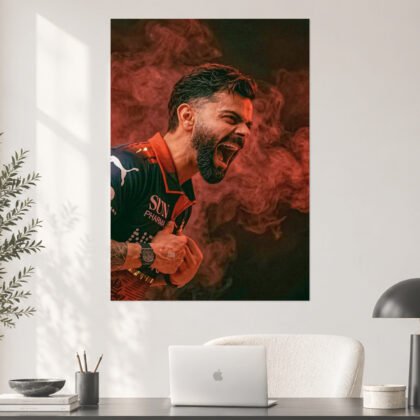 Virat Kohli RCB Roar Cricket Poster