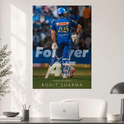 Rohit Sharma Mumbai Indians #45 Joyful Smile Aesthetic Poster