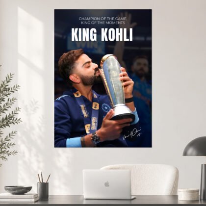 Virat Kohli ICC Champions Trophy Victory Poster