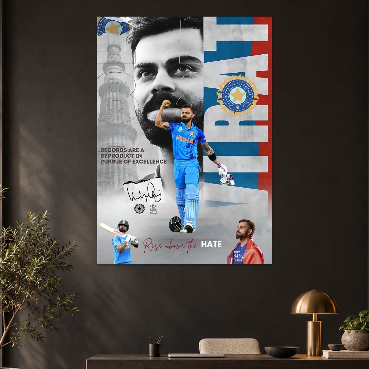 Virat Kohli Rise Above The Hate Cricket Poster