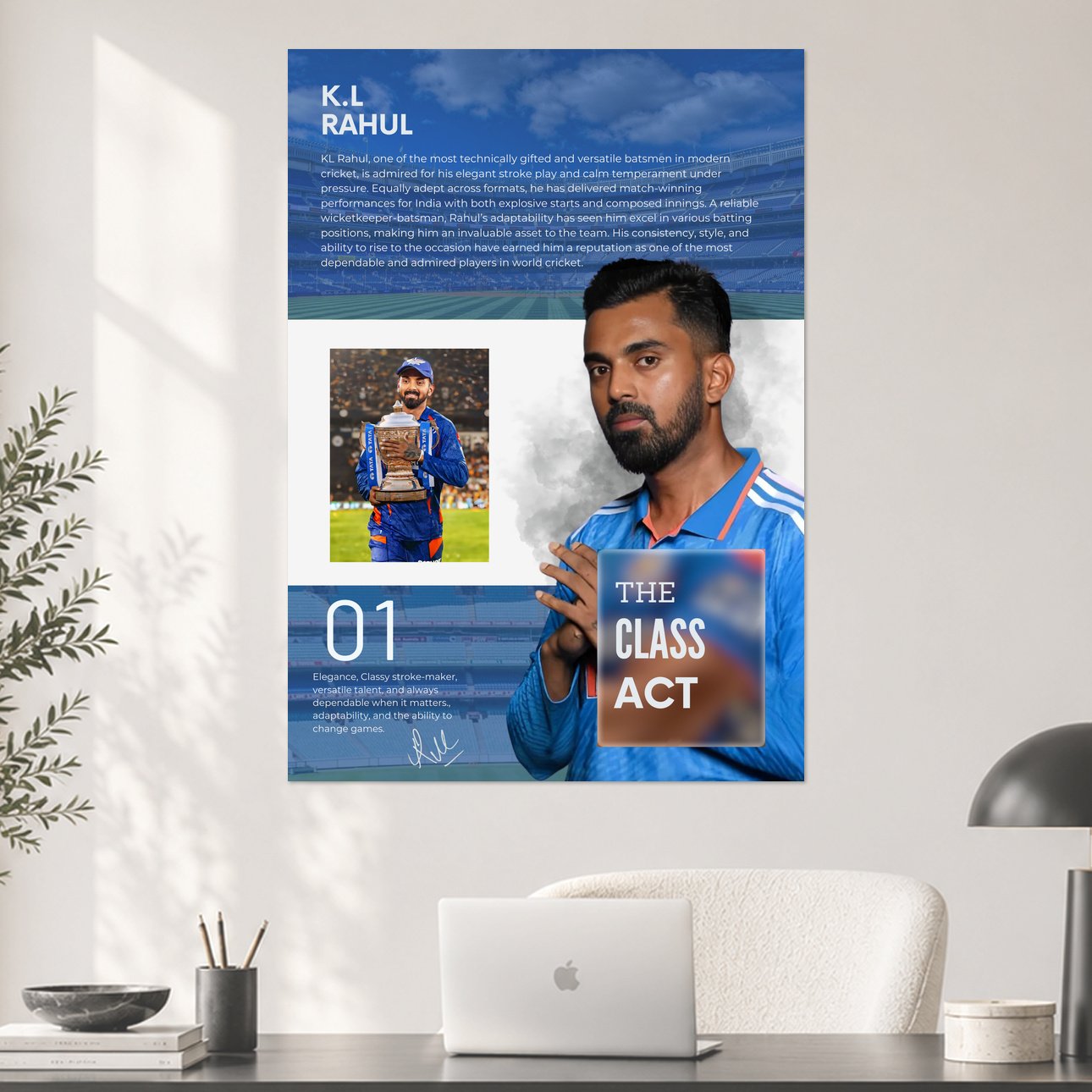 KL Rahul The Class Act Cricket Poster