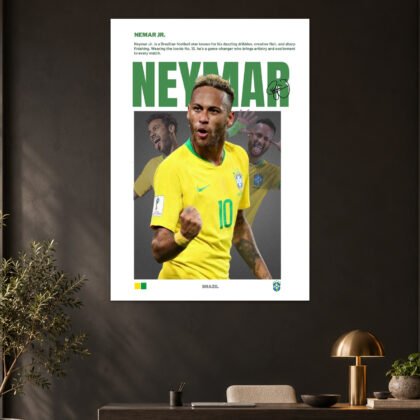 Neymar Jr Brazil Number 10 Football Poster