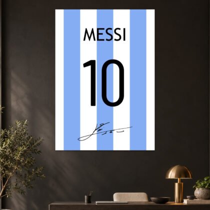 Lionel Messi Argentina Number 10 Jersey Stripe Poster