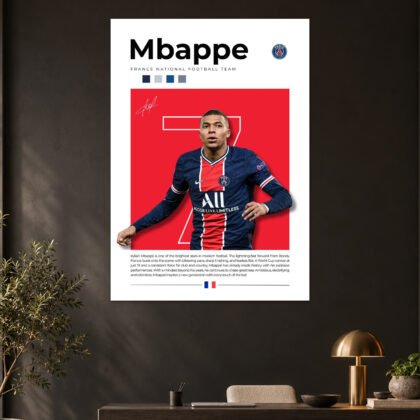 Kylian Mbappe PSG Number 7 Football Poster