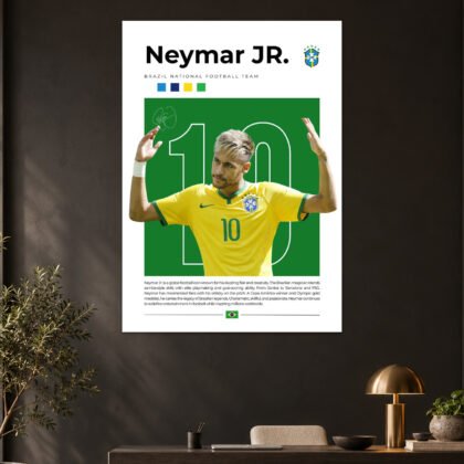 Neymar Jr Brazil Number 10 Football Poster