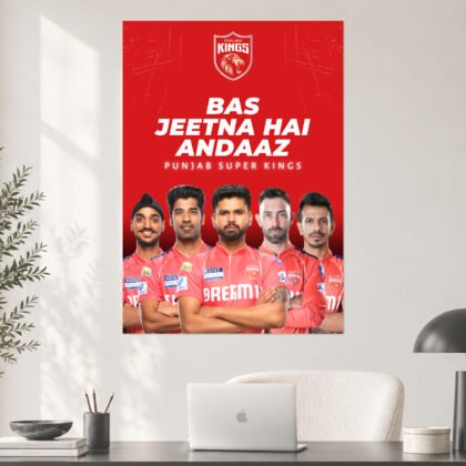 Punjab Kings Bas Jeetna Hai Andaaz IPL Squad Poster