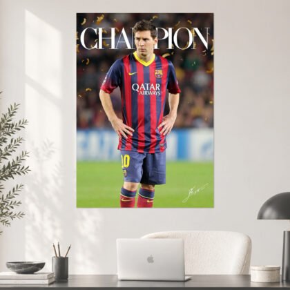 Lionel Messi FC Barcelona Champions Tribute Poster