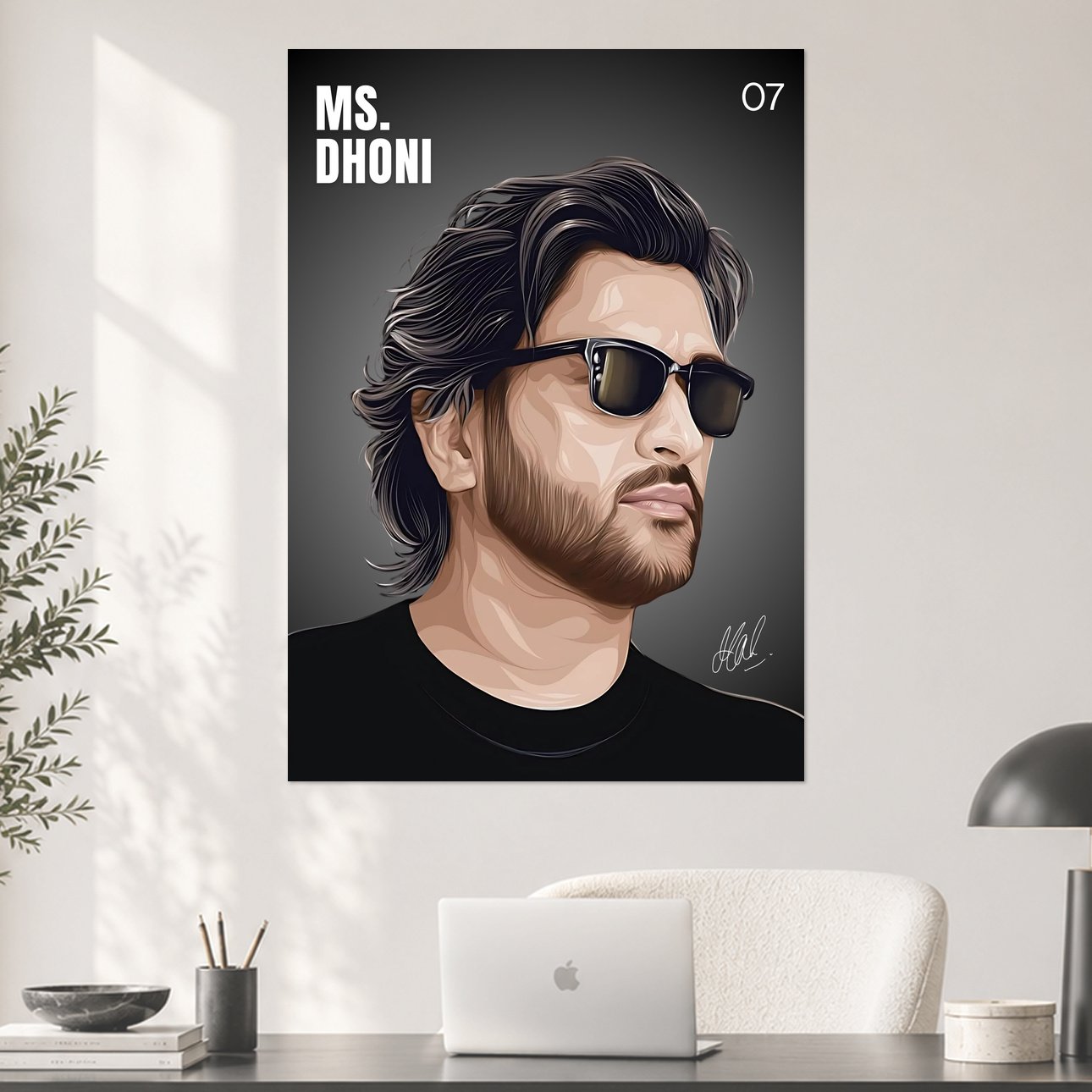 MS Dhoni 07 Cool Vector Art Poster
