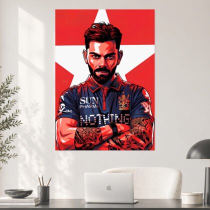 Virat Kohli RCB Red Graphic Cricket Poster