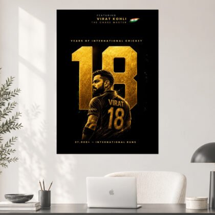 Virat Kohli 18 Years International Cricket Tribute Poster
