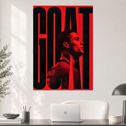 Cristiano Ronaldo GOAT Red Football Poster