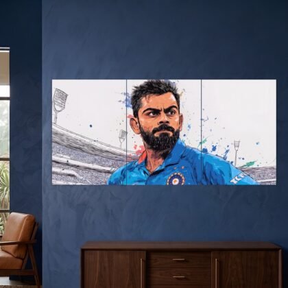 Virat Kohli Watercolor Cricket Split Poster